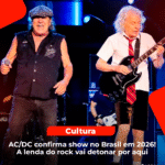 Banda AC/DC confirmando show no Brasil para 2026 durante nova turnê mundial