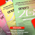 Estudante se preparando para o ENEM 2025 com materiais e cartão de confirmação
